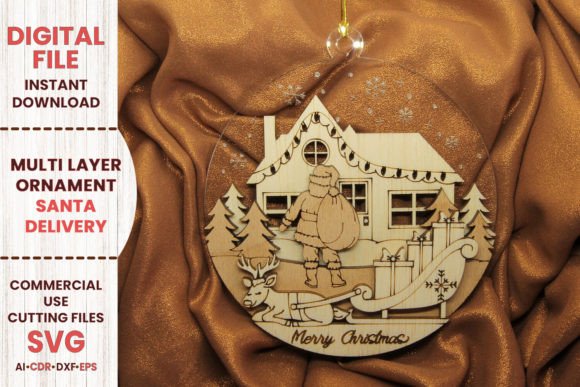 Download Santa Delivering Gifts Ornament - Premium Resources