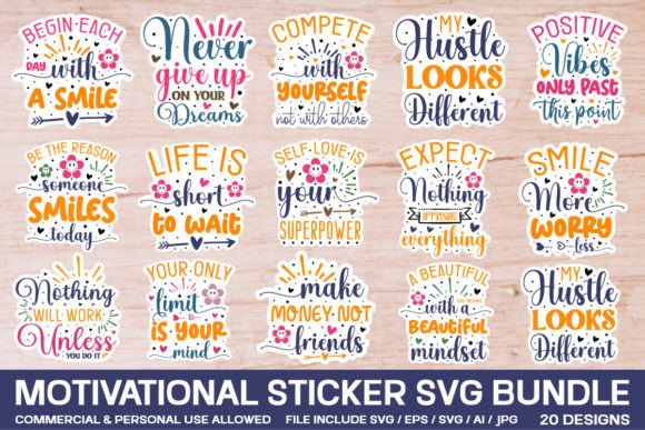 Download Motivational Sticker Svg Bundle - Motivational sticker Collection