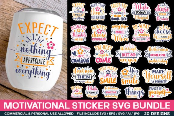Download Motivational Sticker Svg Bundle,inspirat - Motivational sticker Collection